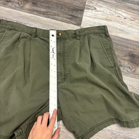 Vintage 90s Y2K Woolrich Herb Green Mens 38 Relaxed Fit Pleated Chino Shorts EUC - Picture 8 of 9